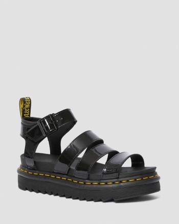 Dr Martens Blaire Patent Leather Gladiator Sandale Damske Čierne | 9026-QBEZR